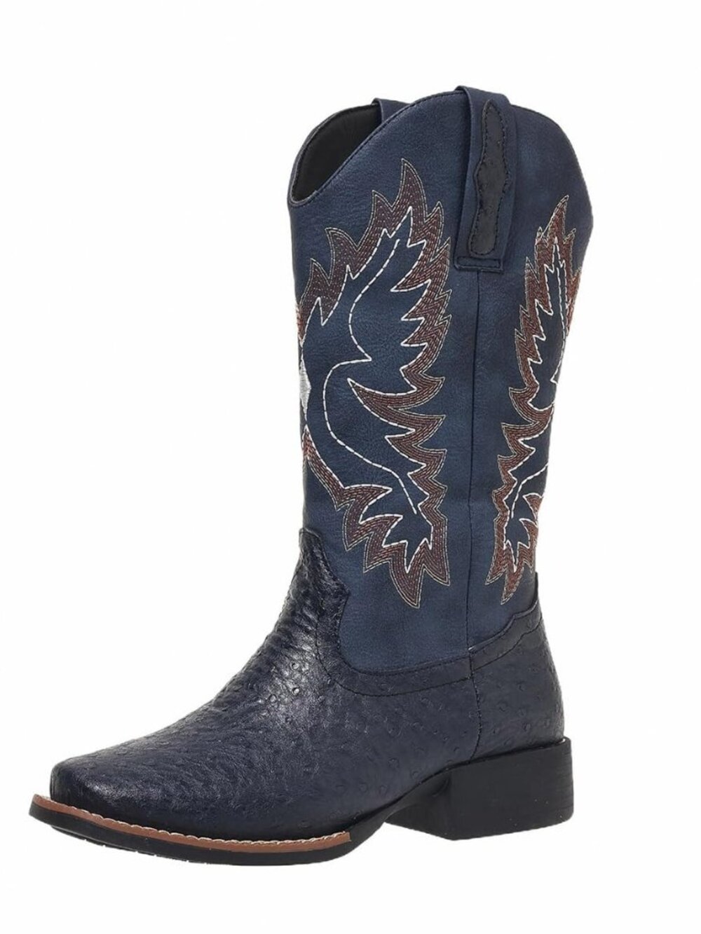 Woman's Cowboy Boots Cowgirl Western Embroidered Mid Calf Boot — Low Chunky
